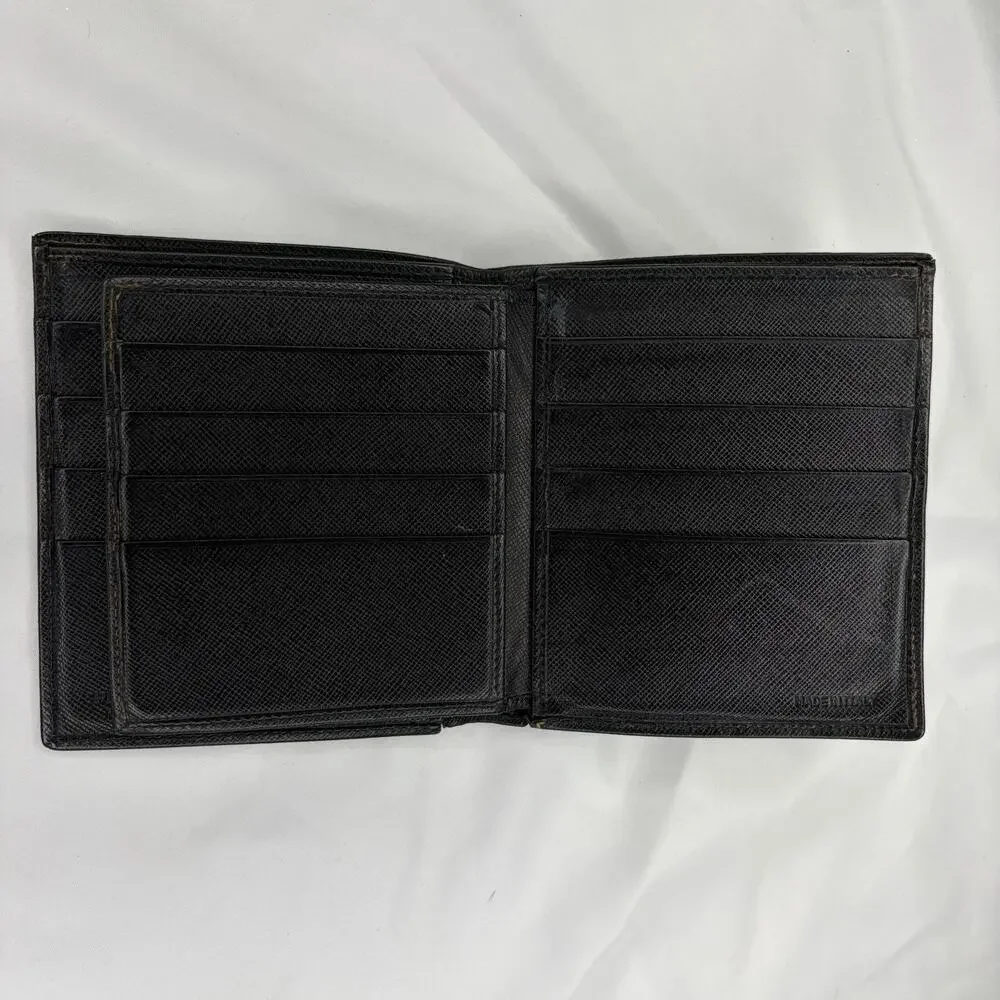 Prada Men’s Bifold Black Saffiano Leather Wallet Made In Italy Elegant, Classic